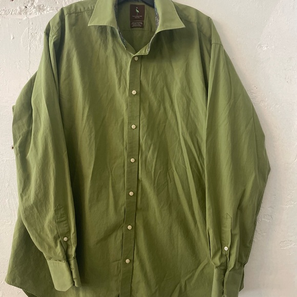 Tailorbyrd Men's Green button down collared Flip-cuff Shirt XXL - Picture 8 of 9